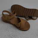 Soda Shoes Women Flat Sandals Flatform Ankle Buckle Criss Cross Band Straps Chester-S Natural Tan 10