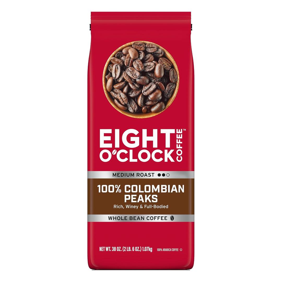 Eight O'Clock Coffee 100% Colombian Peaks Whole Bean Coffee, Medium Roast, 38 Ounce (Pack of 1) - Rich, Winey & Full Bodied BBD Jul 16 2026