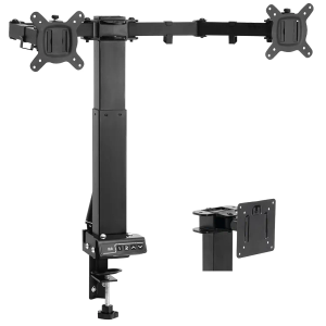 TOPSKY Adjustable Electric Monitor Desk Mount Fits Up to Dual 32 Inches 19.8lbs or Single 49 Inches 33lbs Computer Screens, Adjustable Swivel, Tilt, Rotate, VESA 75x75mm or 100x100mm MMT00.01 (Black)