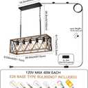 KEESFU 5-Light Farmhouse Plug in Chandelier for Kitchen Island,Dining Room
Wood Grain Plug in Pendant Light with 14.7ft Cord, Adjustable Height Light Fixture for Dining Table & Foyer; E26 Base