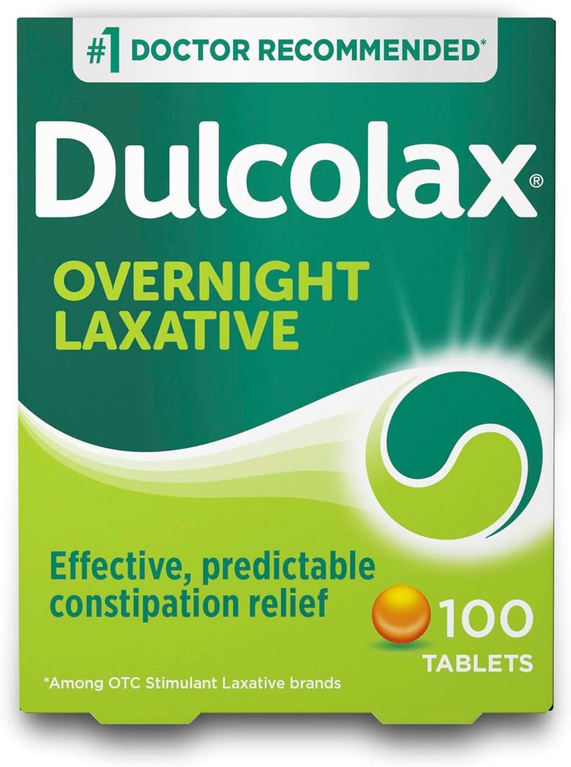 Dulcolax Stimulant Laxative Tablets, Predictable & Effective Constipation Relief, Relieves Straining & Bloating, Bisacodyl 5 mg, 100 Count