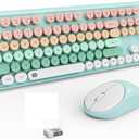 FD 2.4GHz Wireless Keyboard and Mouse Set with Switch Button - Full-Size Keyboard - Compatible for Windows/Laptop/PC/Notebook/Smart TV and More - Indigo Blue Colorful