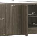 Manhattan Comfort Ardea Modern Sideboard with Push-to-Close Doors, Contemporary Storage Cabinet with Adjustable Shelves, Handle-Free Design, Wood Grain Finish, Walnut, unspecified