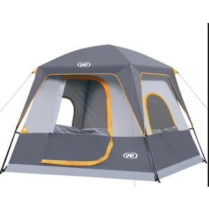 4-Person Cabin Camping Tent with Instant Setup, Gray