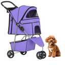 BestPet | 3-Wheel Pet Stroller | Purple | Foldable Dog and Cat Stroller