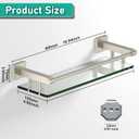 Glass Shelves for Bathroom, 16IN Brushed Nickel Bathroom Shelves for Wall Rectangular Stainless Steel Tempered Glass Modern use for Shelf Sink Over Toilet