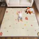 Mallify Extra Large Foldable Play Mat, Reversible Baby Play Mat with Edge Reinforcement, Non-Toxic & Waterproof Baby for Floor, Foam Playmat with Travel Bag, Rainbow, Cloud & Moon, 71"x59"