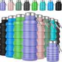 Lallisa 8 Pcs Collapsible Water Bottles Bulk Reusable Silicone Foldable Water Bottles 17 oz Portable Lightweight Sports Bottle with Carabiner for Gym Hiking Camping Travel(Fresh Colors)