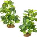 Silk Aquarium Plants (2-Pack) 9.8 Inch Artificial Plastic Fish Fish Habitat Decor, Small to Moderate Size Aquarium Decorations, Safe Green Plants for Freshwater Tanks (Lime Green With White Veins)