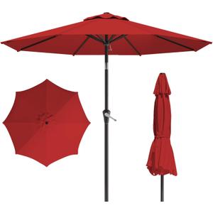 10FT Patio Umbrella, Outdoor Umbrella with Push Button Tilt and Crank, 8 Sturdy Ribs, UV Protection & Waterproof Market Umbrella for Pool, Backyard, Beach,Deck (Red)