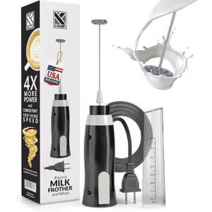 K-Brands Corded Electric Milk Frother with Plug in - Handheld Electric Whisk Stirrer Whipper - Foam Maker for Coffee, Latte, Cappuccino, Hot Chocolate – Powerful Drink Mixer