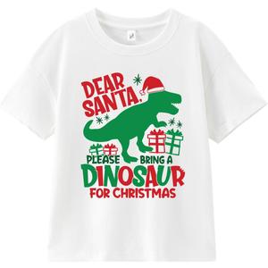 Christmas Shirts for Toddler Boys Girls Kids 2-8 Years, Santa Reindeer Snowman Dinos Truck Short Sleeve Tee