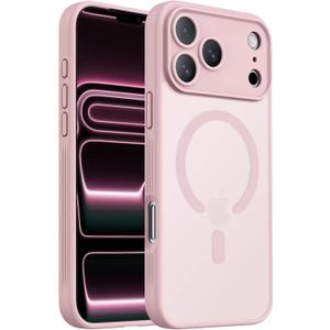 Designed for iPhone 17 Pro Max Case, Compatible with MagSafe, [Camera Protection] [15FT Military Drop Protection] Shockproof Translucent Matte Anti-Slip Phone Case, 6.9", 6.9", Pink