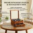 Vintage Superior Rosewood Mens watch display case, Luxury Large Drawer Watch Box Organizer for Men with 6 Divided Slots, Soft Velvet Pillows, and Drawer for Wallet, Cufflinks, and Accessories