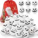 Zhanmai 30 Pcs Snowball Toss Game Winter Fake Snow Ball for Fights Artificial Plush Soft Stuffed Snowman Face Balls for Indoor Outdoor Game Decorations(2 Inch, Horrific) (Nightmare)