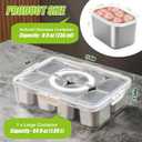Stainless Steel Snackle Box Container - Reusable 8 Compartment Divided Serving Tray with Lid and Handle, Clear Portable Snack Containers Platters Storage Organizer for Snacks Fruit Candy Veggie Nuts