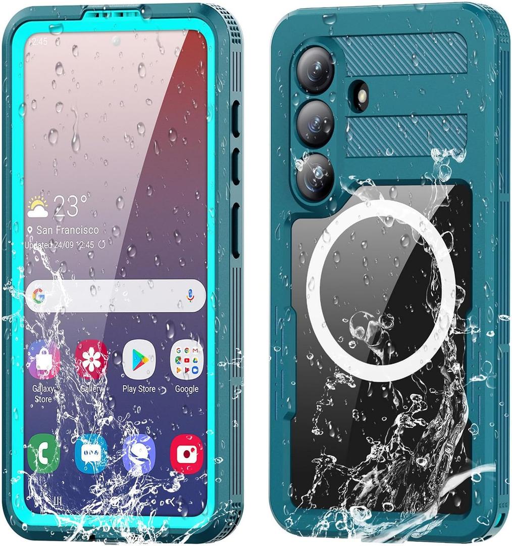 Omio Designed for Galaxy S26 Waterproof Case Compatible with MagSafe, Magnetic Waterproof Full Body IP68 Underwater Case Built-in Screen Protector Military Grade Shockproof Case for Men Women Teal