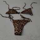 Women's 2 Piece Leopard Bikini Set Cheetah Thong Bikini Sexy Triangle High Cut Swimsuit String Cheeky Bathing Suit (Brown)