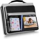 Ndsox Zipper Binder 3 Ring with Handle, 2 Inch O-Ring Document Organizer Middle School Binder with Zipper for Students, 5-Tab Expanding File Folder & 2 Mesh Pouches, DIY Clear Front Pocket, Black