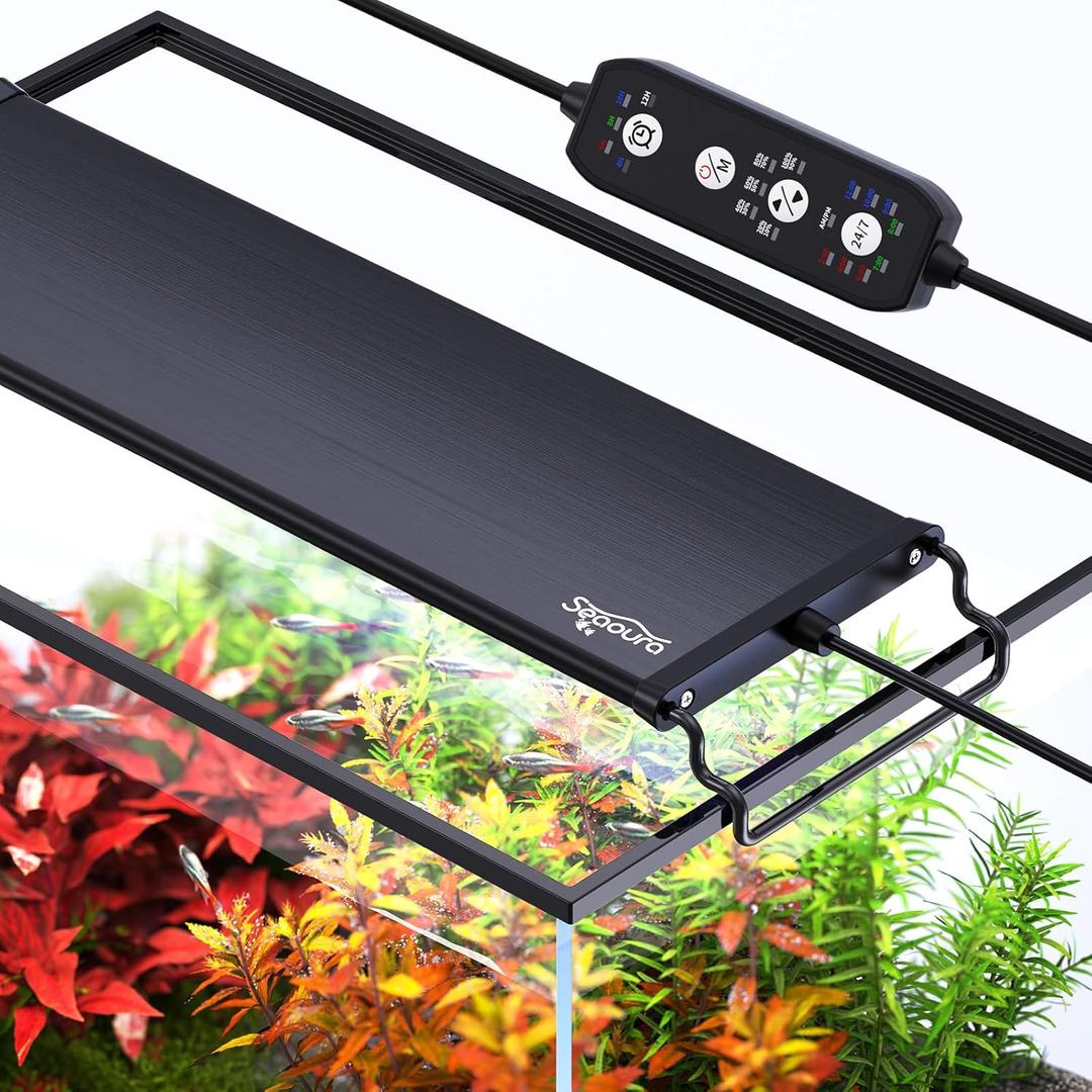 SEAOURA 24/7 Mode LED Aquarium Light for Plants-Sunrise-Daylight-Moonlight Mode, Fish Tank Light with Auto On/Off, 7 Colors, Adjustable Timer/Brightness for 36 Inch to 42 in Freshwater Tank, 36W