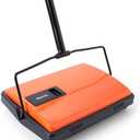 CLEANHOME Manual Carpet Sweeper for Pet Hair - Dual Brush Floor Sweeper, Lightweight Push Broom for Classroom/Rugs, Non-Electric Lint & Crumb Cleaner, Easy-Dump Dustbin, No Batteries Needed
