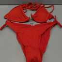 Eomenie Ribbed Bikini Sets for Women Sexy Halter Triangle Top Two Piece Bathing Suit Tie Side Swimsuit S