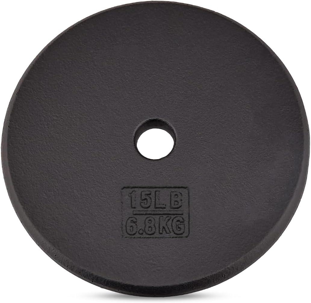 Yes4All Standard Weight Plates, 1-Inch Cast Iron Barbell Weights, Wide Range 550 LB, Ideal for Strength Training & Workout Routine