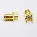 25PCS SMA Female PCB Panel Edge Mount Plug with 4 Pins Stand Straight Connector RF Coax Coaxial Adapter