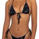Bikinis Swimsuit Set for Women Swimwear Triangle Bathing Suit Tie String Thong (X-Small, Black)