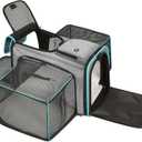 Cat Dog Carrier Bag, 5 Sides Open Doors, 2 Sides Expandable, Large Soft Sided Pet Carriers with Removable Pad, 19x12x12 Inch for Kitten, Rabbit, Puppy, Small Animal, Airline Approved (Extension Lake Blue_Grey)