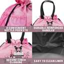 Fashion Lunch Bag for Women Pink Floral Reusable Drawstring Insulated Lunch Bag, Leakproof Stain-Resistant Large Capacity Tote Bags Grocery Shopping Bags for Work Picnic Travel