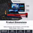 Zeee 2S Shorty Lipo Battery 5000mAh 7.4V 100C Hard Case Battery with 4mm Bullet to T Connector for RC 1/10 Scale Vehicles Car Trucks Boats RC Models(2 Pack)