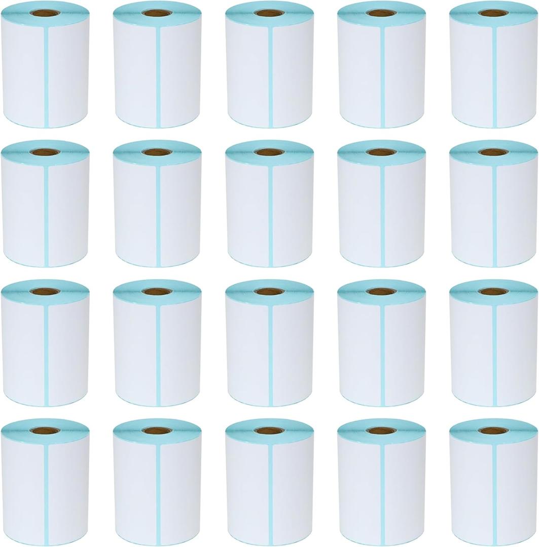 L LIKED 4"x 6" Direct Thermal Labels White Perforated Shipping Labels, 250 per Roll, Pack of 20 Rolls - Commercial Grade