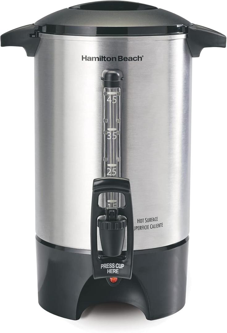 Hamilton Beach 45 Cup Coffee Urn and Hot Beverage Dispenser, Silver (40519)