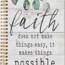 Christian Things Does Not Make Things Easy Motivational Eucalyptus Leaf Lined Spiral Journal Notebook 8.35.5 Inches Hardcover College Ruled Notebook Journal for Work Note Taking Journaling