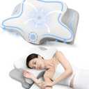 Cervical Neck Pillows for Pain Relief, Deep Sleep Pillow Ergonomic Contour Design for Side & Back Sleeper Shoulder Pain Relief Provides Ultra-Soft Cloud Support & Breathable