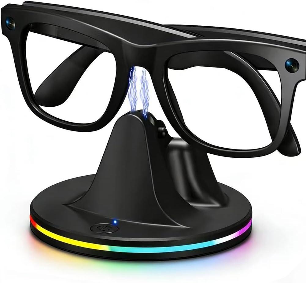 Charging Dock Compatible with Meta Ray-Ban Glasses, Charging Stand Compatible with Wayfarer, Skyler, Headliner & Oakley Meta HSTN, with LED Power Status Light and USB-C Cable