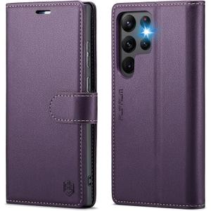 Wallet Case for Samsung Galaxy S22 Ultra, RFID Blocking Credit Card Holder, PU Leather Folio Flip Kickstand Protective Shockproof Cover for Samsung S22 Ultra (Purple)