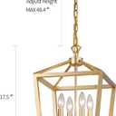 AMZASA Gold Lantern Chandelier Hanging Pendant Light Fixture 4-Lights for Kitchen Island Dining Room Hallway Entryway Foyer UL Listed