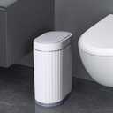 ELPHECO Bathroom Motion Sensor Trash can 2 Gallon Automatic Garbage Can, Slim Plastic Smart Trash Can with Lid, Commercial Intelligent Trash Bin for Bedroom, Bathroom, Office, White with Grey Trim