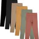 6 Pack Toddler Girl Solid Leggings Soft Comfortable Ankle Length Leggings Kids Stretchy High Waist Pants (5-6 Years, Multicolor)