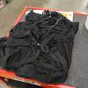 Foxiny Sexy Open Front V Neck Ruffle Sheer Mesh Lace Wireless Babydoll Lingerie Dress with Thong 2 Piece (Medium, Black)