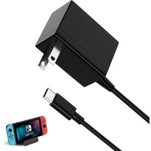 39W Charger for Nintendo Switch, AC Power Supply Adapter, Fast Charging With 5FT USB C Cord Compatible With Switch Lite/OLED/Steam Deck Dock, Support TV Mode