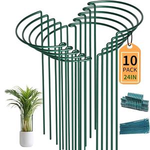 TCBWFY 10 Pack Garden Supports for Plants Metal 10" Wide x 24" High Interlock Half Round Garden Plant Support Ring Border Support Plant Support Ring Cage for Rose Flowers Vine Tomato