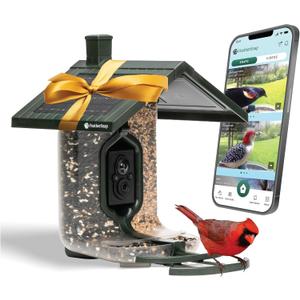 Smart Bird Feeder: AI Bird ID, Solar Power, Wi-Fi Connectivity, Sends HD Pictures and Videos to Your Phone, Two Seed Bins, Multiple Mounting Options - Best Smart Bird Feeder