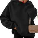 EFAN Women's Oversized Comfort Fleece Hoodies, Cozy Trendy Pullover Sweatshirts with Pockets For Fall & Winter (Black, XS)
