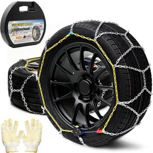 Auto Tightening Snow Chains Tire Chains Quick Easy Installation HKN120 Set of 2 for Cars SUV Pickup Trucks RV 215 225 235 245 255 265 Winter Emergency Tire Traction for Snow Ice