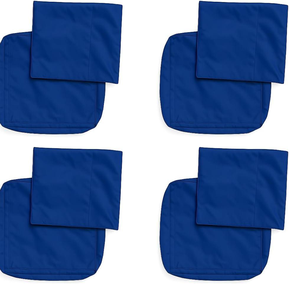4-Pack Outdoor Cushion Covers Waterproof & Fade-Resistant Patio Furniture Replacement Slipcovers for Deep Seat Chairs, 24x20 & 24x24x4 Inch (Navy Blue)