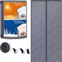 Magnetic Thermal Insulated Door Curtain, Door Insulation Cover Screen for Door Size 34" x 82", Durable Oxford Cloth Thicken Polyester Fiber Fill for Garage Attic Doorways Hallway, Gray