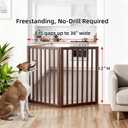 ZJSF Freestanding Indoor Dog Gate for House Foldable Wood Brown Puppy Gate for Doorways Pet Gate for Stairs Extra Wide Pet Fence 32" Height 2 Panels